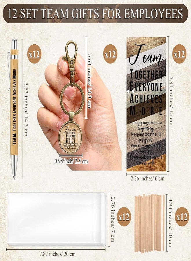 Trandraft 12 Sets Team Appreciation Gifts for Employees Bulk Christmas Inspirational Bamboo Pens Thank You Keychains Motivational Bookmarks Best Team Ever for Teacher Coworker Staff Nurse - Image 2